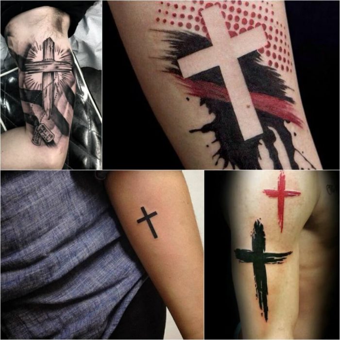 forearm cross tattoos