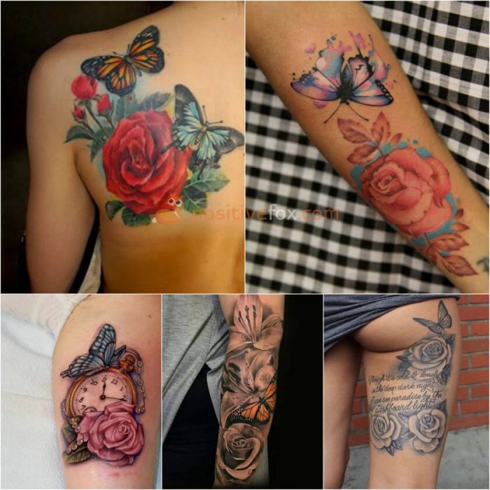 Rose Tattoos. Rose Tattoo Ideas. Rose and Butterfly Tattoo