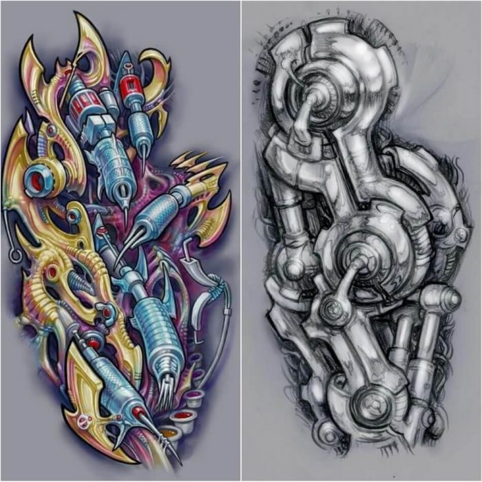 3D Biomechanical Tattoos Bio Robot Tattoo With A Lot Of Tiny Details   Biomechanical Tattoo Drawings Biomechanical Tattoo 3d Biomechanical Tattoos 5 