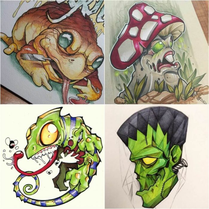 New School Cartoon Tattoo Drawings