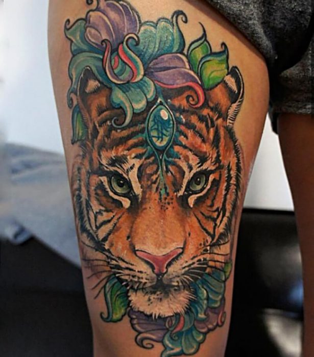 female tiger tattoo