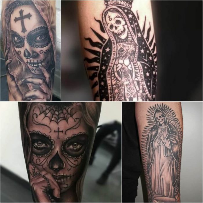 mexican skull tattoo - female sugar skull tattoos - black and white sugar skull tattoos