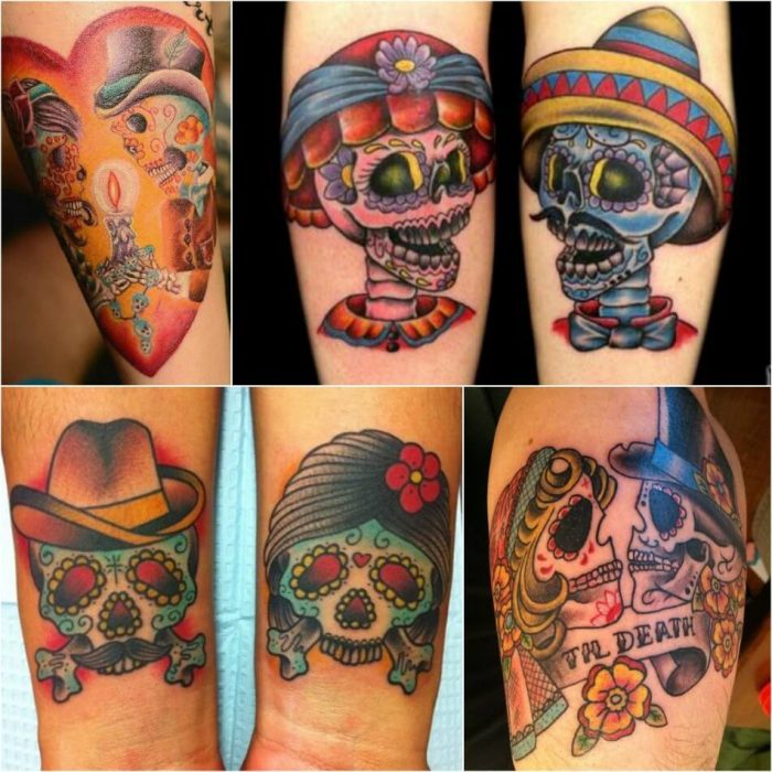 mexican skull tattoo - sugar skull tattoo designs - calavera skull tattoo