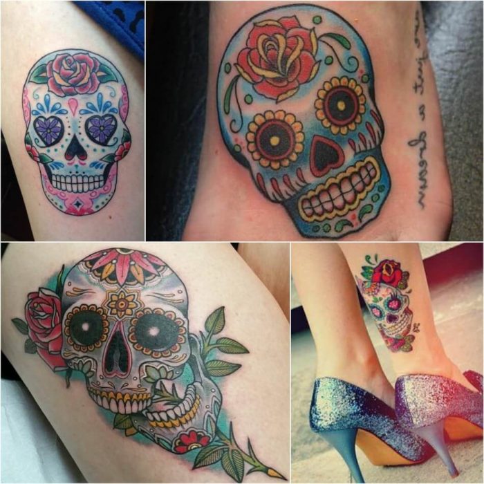 mexican skull tattoo - sugar skull tattoo - calavera skull tattoo ideas