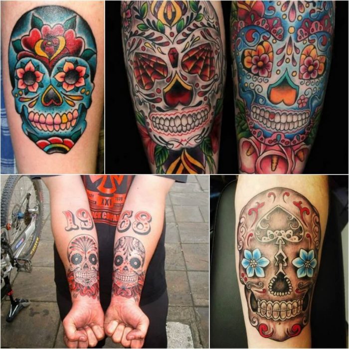 sugar skull tattoo - mexican skull tattoo - sugar skull tattoo