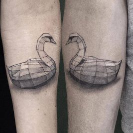 geometric tattoo - geometric swan tattoo - geometric tattoos animals
